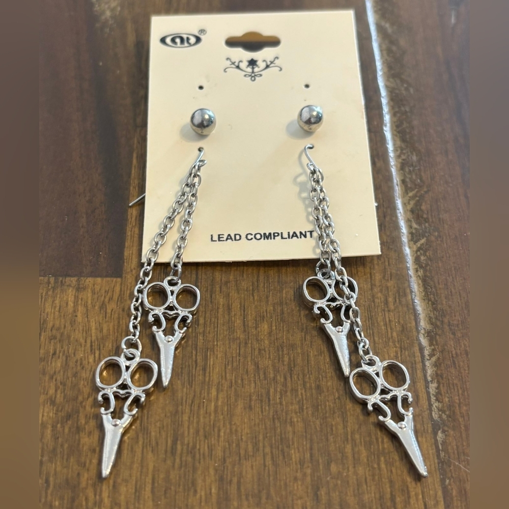 NT Silver Scissor Earrings NEW! - Picture 4 of 11